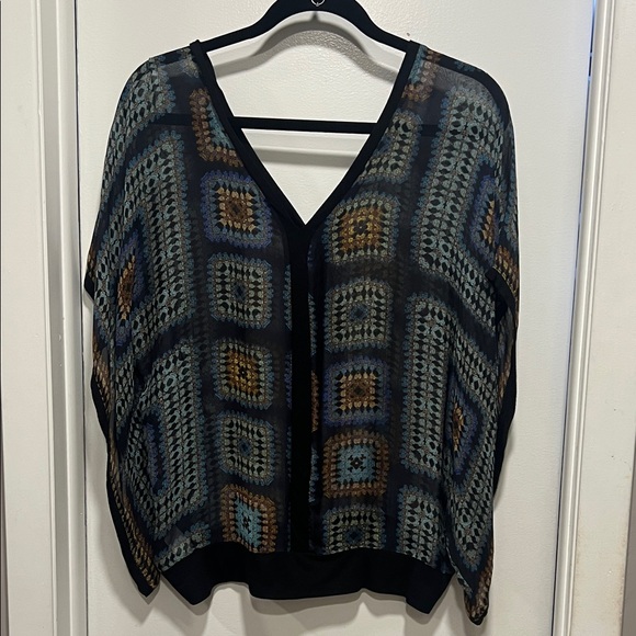 Language Black and Blue Geometric Blouse - Picture 3 of 3